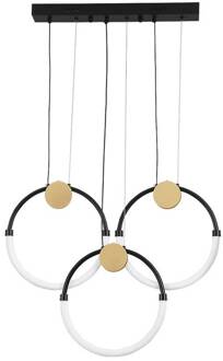 LED hanglamp Briana, lengte 63 cm, zwart/goudkleurig 3-lamps zwart, goudkleurig, wit