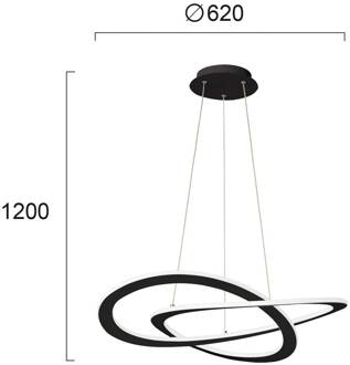 LED hanglamp Charlie, Ø 62 cm, zwart zwart, wit