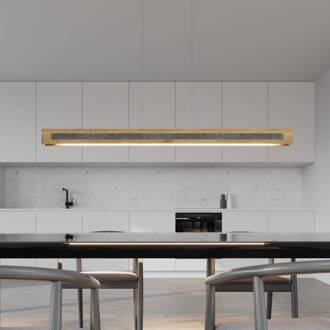 LED hanglamp Chile S, eiken/graniet, lengte 116 cm eiken naturel, grijs, zwart
