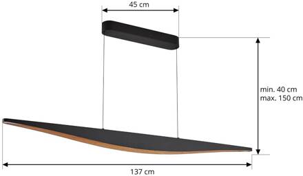 LED hanglamp Clavit, zwart, 140 cm, dimbaar