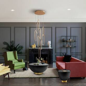 LED hanglamp Colette, 9-lamps, rond, roségoud