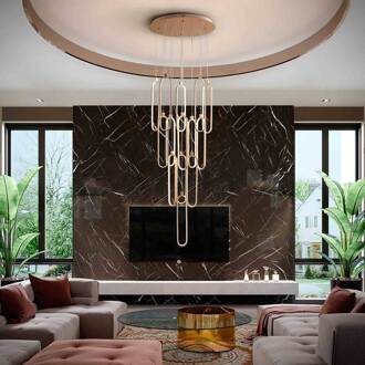 LED hanglamp Colette roségoud 14-lichts Ø 60cm afstandsbediening roségoud, witte opaal