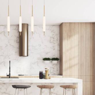 LED hanglamp CUMBERLAND, goud, Ø 13 cm, metaal/glas goud geborsteld, opaalwit