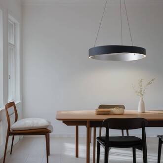 LED hanglamp Daelor, zwart/aluminium, CCT, dimbaar zwart, aluminiumkleurig