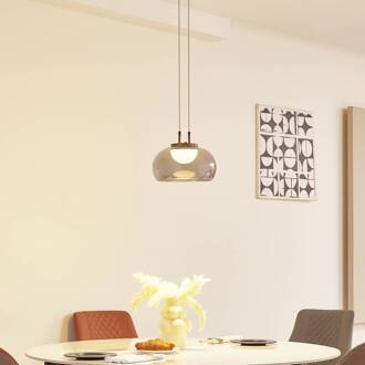 LED hanglamp Dain, 1-lamp, rookgrijs, glas rookgrijs, zwart