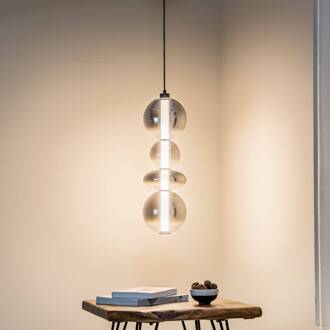 LED hanglamp Daphne, glas grijs-transparant, hoogte 62 cm rookgrijs-transparant, zwart