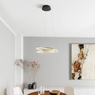 LED hanglamp Davian, messingkleurig, 49 cm, dimbaar messing, zwart