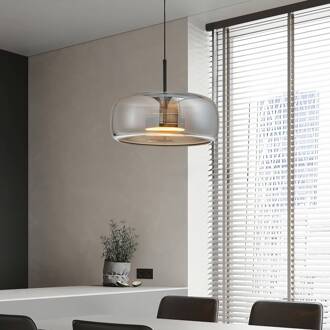 LED hanglamp Deco, rookgrijs/zwart, Ø 33 cm, glas rookgrijs, zwart
