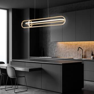 LED hanglamp DENMARK, goud geborsteld, lengte 107 cm, metaal