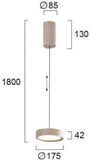 LED hanglamp Denver, Ø 17 cm, beige, metaal beige, wit