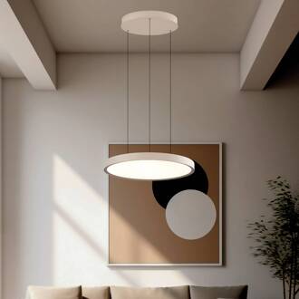 LED hanglamp Denver, Ø 49 cm, beige, metaal beige, wit