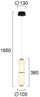 LED hanglamp Dereck, wit/bronskleurig, Ø 10 cm, glas wit, brons, zwart