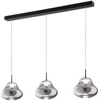 LED hanglamp Deva, 3-lamps, 115 cm, grijs, CCT, dimbaar grijs, zwart