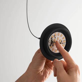 LED hanglamp Deva, 3-lamps, Ø 50 cm, amber, CCT, dimbaar amber, zwart