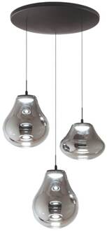 LED hanglamp Deva, 3-lamps, Ø 50 cm, grijs, CCT, dimbaar grijs, zwart