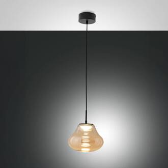 LED hanglamp Deva, amber, glas, Ø 25 cm, CCT, dimbaar amber, zwart