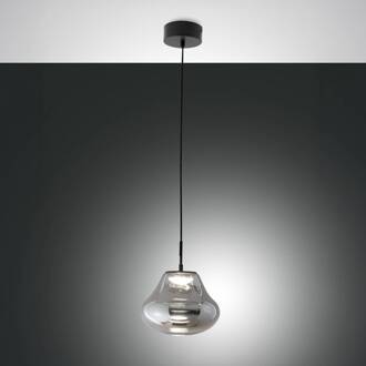 LED hanglamp Deva, grijs, glas, Ø 25 cm, CCT, dimbaar grijs, zwart