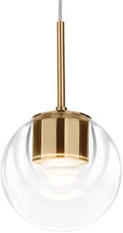 LED hanglamp Dew, messingkleurig, 1-lamp, Ø 11 cm messing, helder