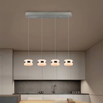 LED hanglamp Dios, nikkelkleurig, lengte 85 cm, CCT, 4-lamps.
