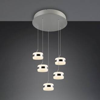 LED hanglamp Dios, nikkelkleurig, Ø 45 cm, CCT, 5-lamps.