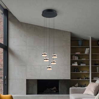 LED hanglamp Dios, zwart, Ø 45 cm, CCT, 5-lamps.