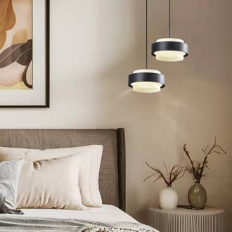 LED hanglamp Donal, Ø 17 cm, zwart, metaal zwart, wit