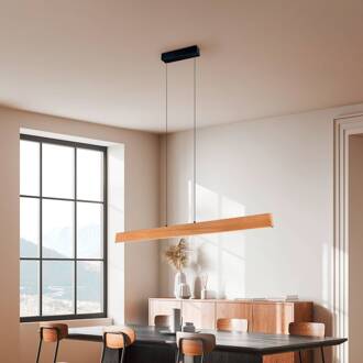 LED hanglamp Edgewood, lengte 150 cm, houtkleurig hout, CCT