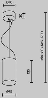 LED hanglamp Efir, goud mat, Ø 7,5cm, 15 W, 38° goud mat, zwart