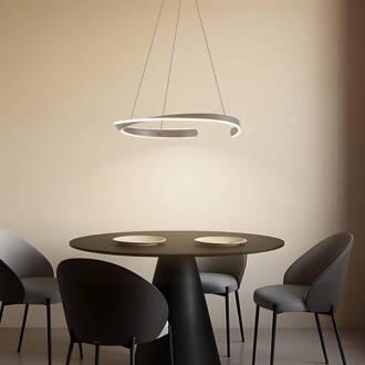 LED hanglamp Eloura, zilver, Ø58cm, metaal, CCT zilver, wit