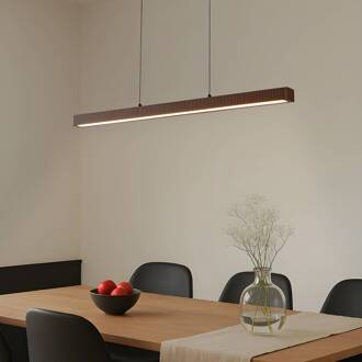 LED hanglamp Emara, donker hout, eiken, CCT hout donker, zwart, wit
