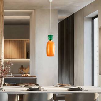 LED hanglamp Fay, oranje/donkergroen, glas, Ø 15 cm oranje, donkergroen, mat wit