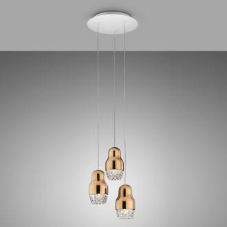 LED hanglamp Fedora roségoud met drie lampjes roségoud, helder