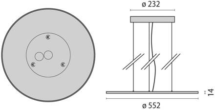 LED hanglamp FL Rond 555 PL MP DALI 840 wit, microprismatisch