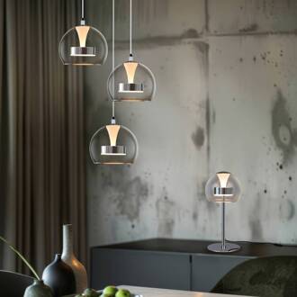 LED hanglamp Flynt, Ø 42 cm chroomkleurig, metaal CCT 3-lamps. chroom, helder