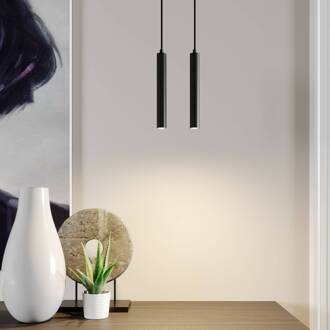 LED hanglamp Franka, 2-lamps, zwart, aluminium zwart (RAL 9005)