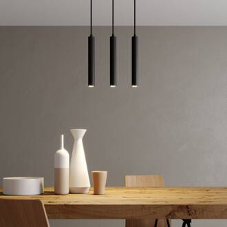 LED hanglamp Franka, 3-lamps, lang, zwart, aluminium zwart (RAL 9005)