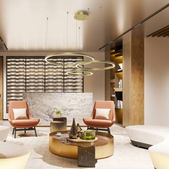 LED hanglamp Galaxia, kunststof, goud, 3-lamps, 85 W