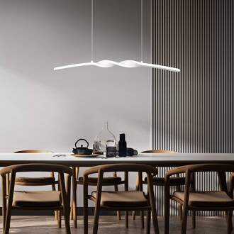 LED hanglamp Ginko, wit mat, metaal, lengte 79 cm