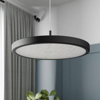 LED hanglamp Gion, 1-lamp, aluminium/zwart aluminium mat, zwart mat geborsteld