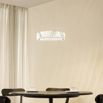 LED hanglamp Glacis, kristal, Ø 40 cm, chroom helder, chroom