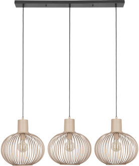 LED Hanglamp - Hangverlichting - Trion Alia - E27 Fitting - 3-lichts - Rechthoek - Zand - Metaal