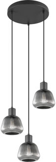 LED Hanglamp - Hangverlichting - Trion Arif - E27 Fitting - 3-lichts - Rond - Mat Zwart - Metaal