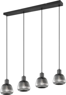 LED Hanglamp - Hangverlichting - Trion Arif - E27 Fitting - 4-lichts - Rechthoek - Mat Zwart - Metaal