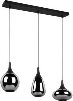 LED Hanglamp - Hangverlichting - Trion Artina - 3 Lichtpunten - E14 Fitting - Rechthoek - Mat Zwart - Metaal
