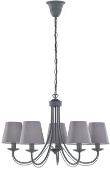LED Hanglamp - Hangverlichting - Trion Citra - E14 Fitting - 5-lichts - Rond - Beton - Aluminium Grijs