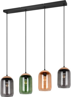 LED Hanglamp - Hangverlichting - Trion Crog - E27 Fitting - 4-lichts - Rechthoek - Mat Zwart - Metaal