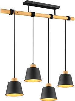 LED Hanglamp - Hangverlichting - Trion Hittal - E27 Fitting - 4-lichts - Rechthoek - Mat Zwart - Aluminium