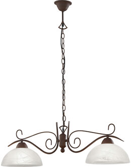 LED Hanglamp - Hangverlichting - Trion Kantra - E27 Fitting - 2-lichts - Rond - Roestkleur - Aluminium Bruin