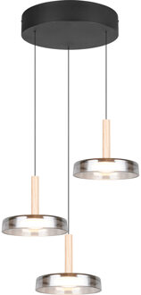 LED Hanglamp - Hangverlichting - Trion Lester - 22.5W - 3-lichts - Warm Wit 3000K - Dimbaar - Rond - Mat Zwart - Metaal