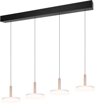 LED Hanglamp - Hangverlichting - Trion Lester - 30W - 4-lichts - Warm Wit 3000K - Dimbaar - Rechthoek - Koffie - Metaal